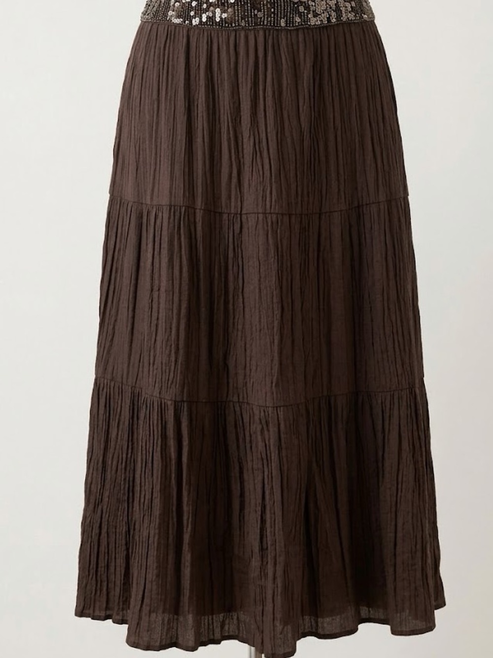 Elegant Black Skirt with Sequin Waistband